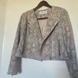 Cupcakes and Cashmere Snakeskin Blazer Moto Jacket size S Crop Zipper